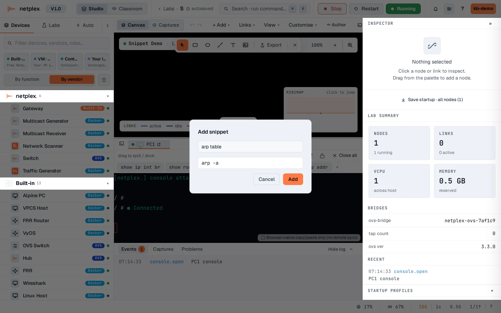 Step 2: Command snippets: one-click macros in every console