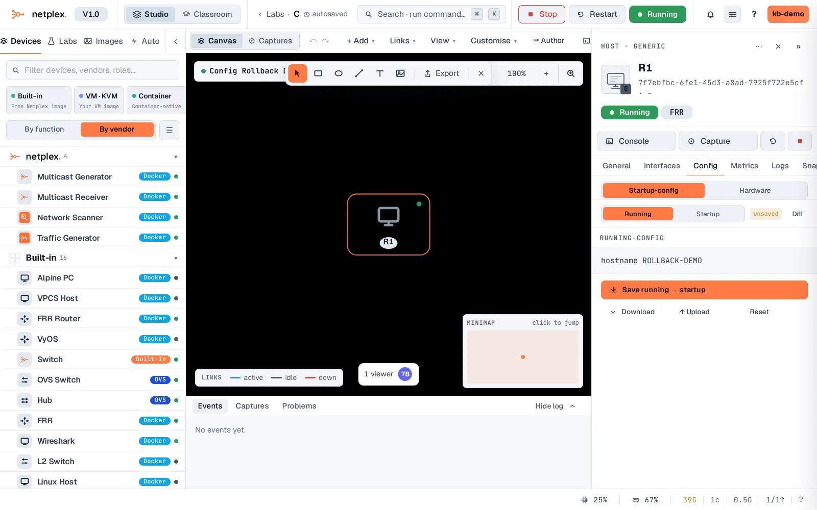 Step 2: Roll back a node to its saved startup config