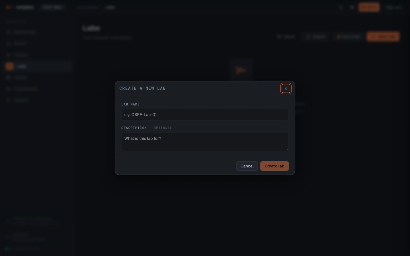 Step 2: Create your first lab