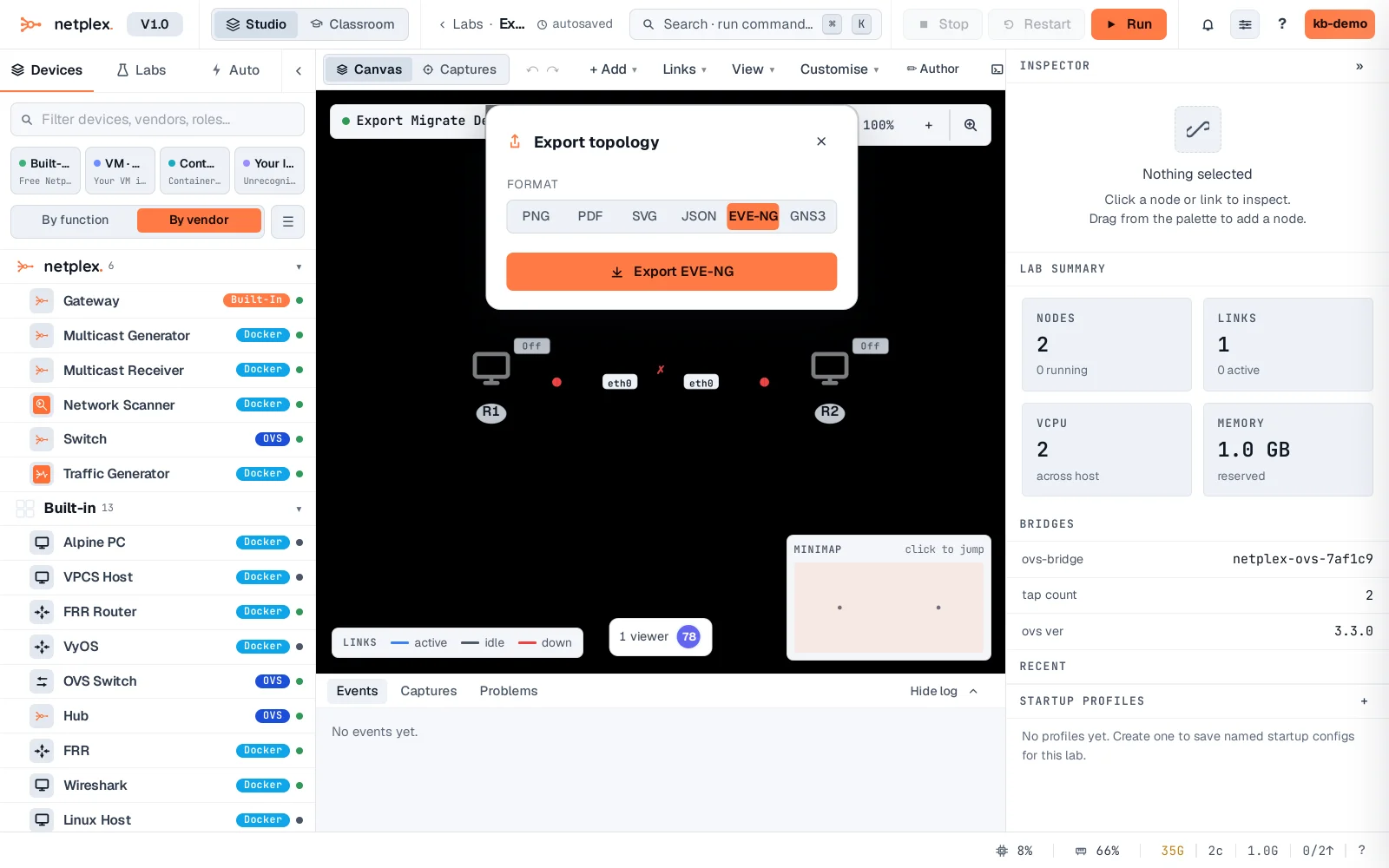 Step 1: Export a lab to EVE-NG or GNS3 format