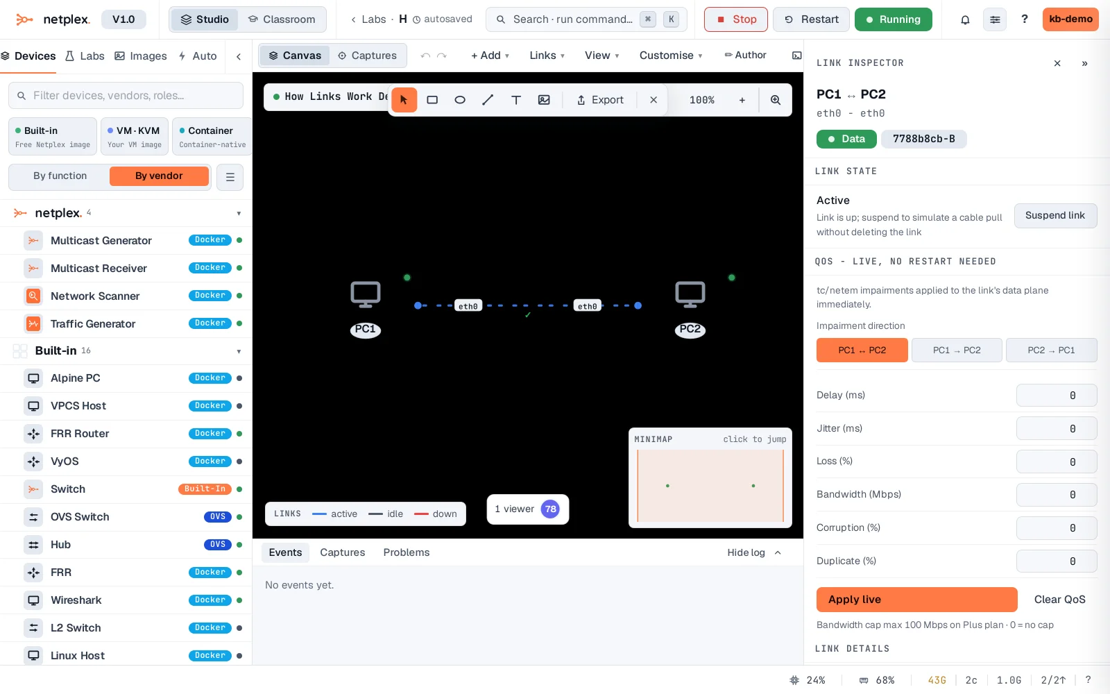 Step 2: How links work (and why netplex injects no traffic)
