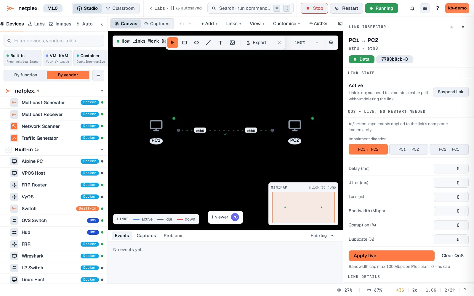 Step 3: How links work (and why netplex injects no traffic)