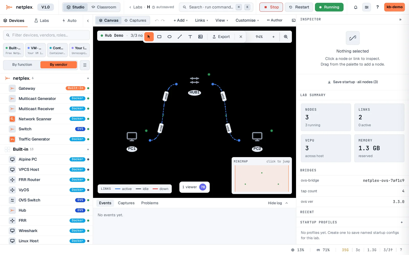 Step 1: The Hub: an L2 device with no MAC learning