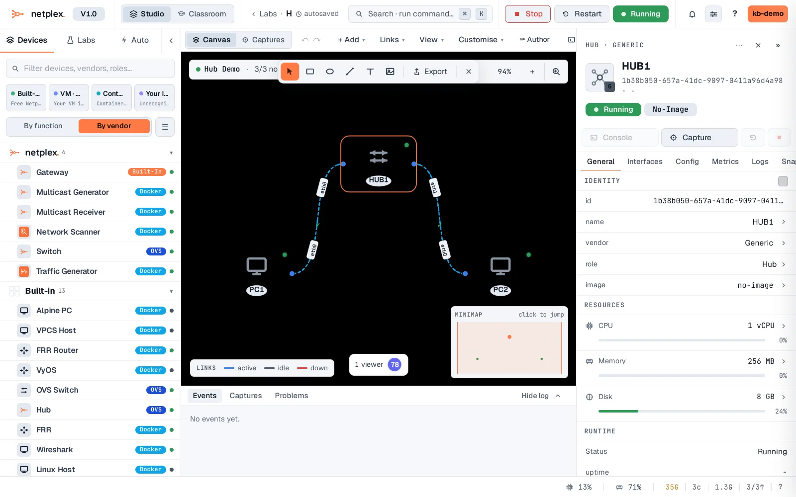 Step 2: The Hub: an L2 device with no MAC learning