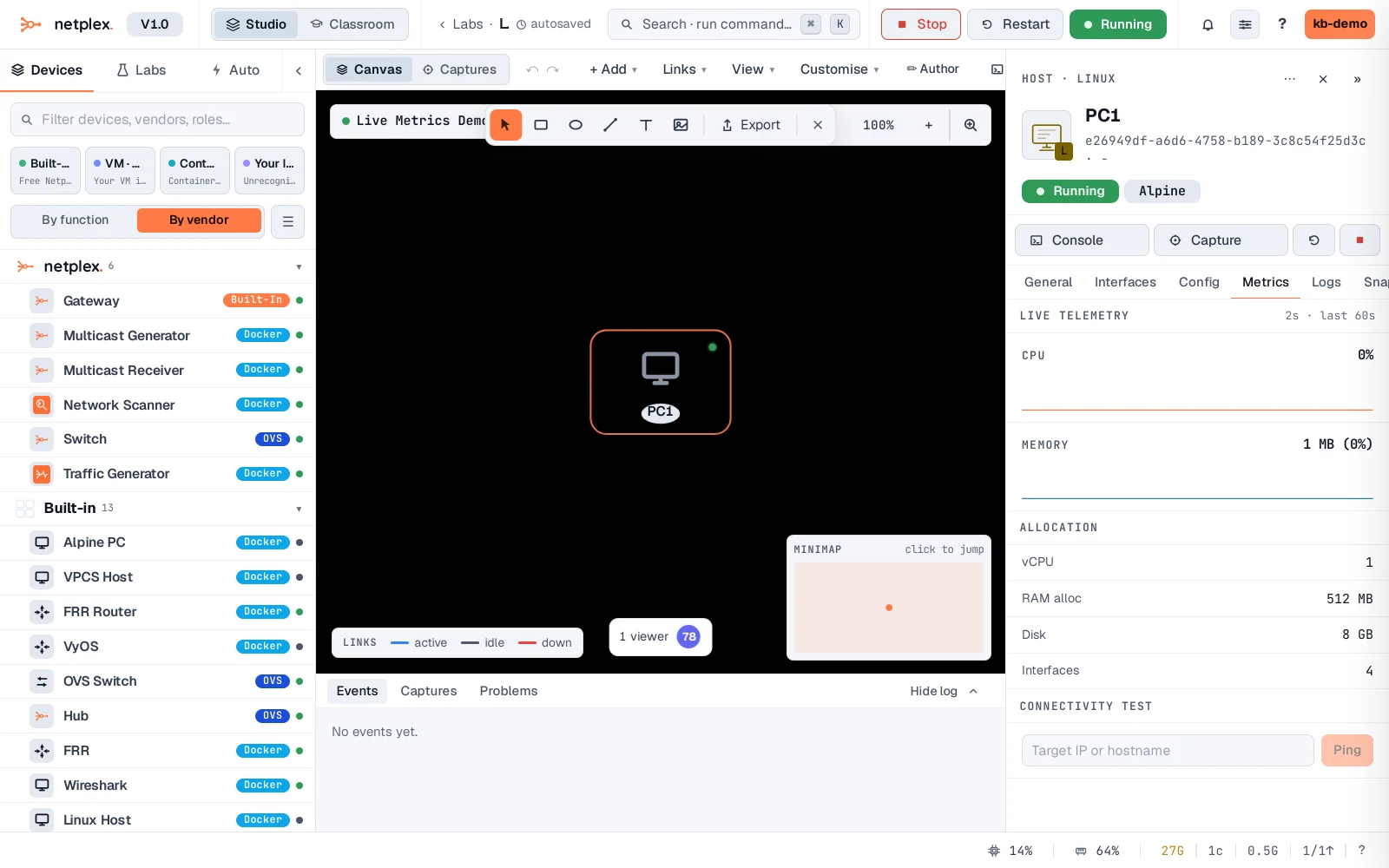 Step 1: A node's live CPU and memory