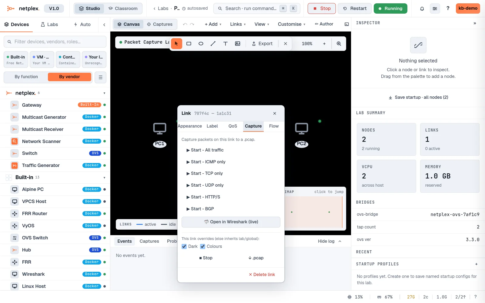 Step 2: Capture packets on a link