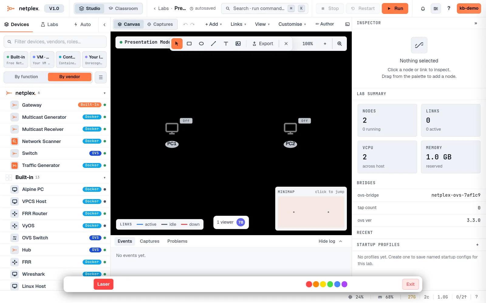 Step 1: Presentation Mode: laser pointer and live annotations