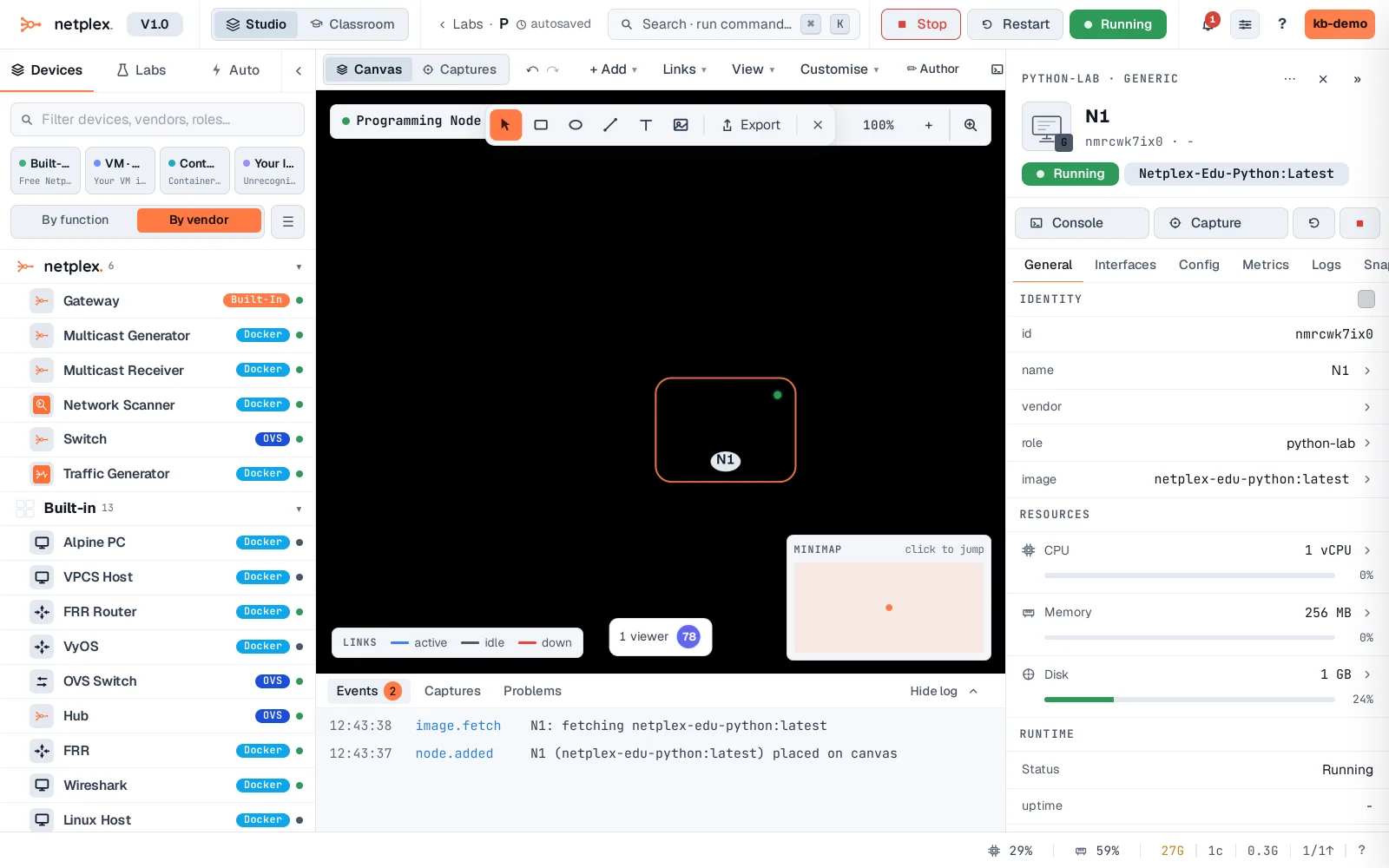 Step 2: Programming environment nodes: a language sandbox with Monaco built in