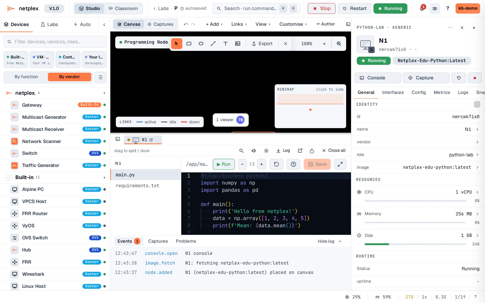 Step 3: Programming environment nodes: a language sandbox with Monaco built in