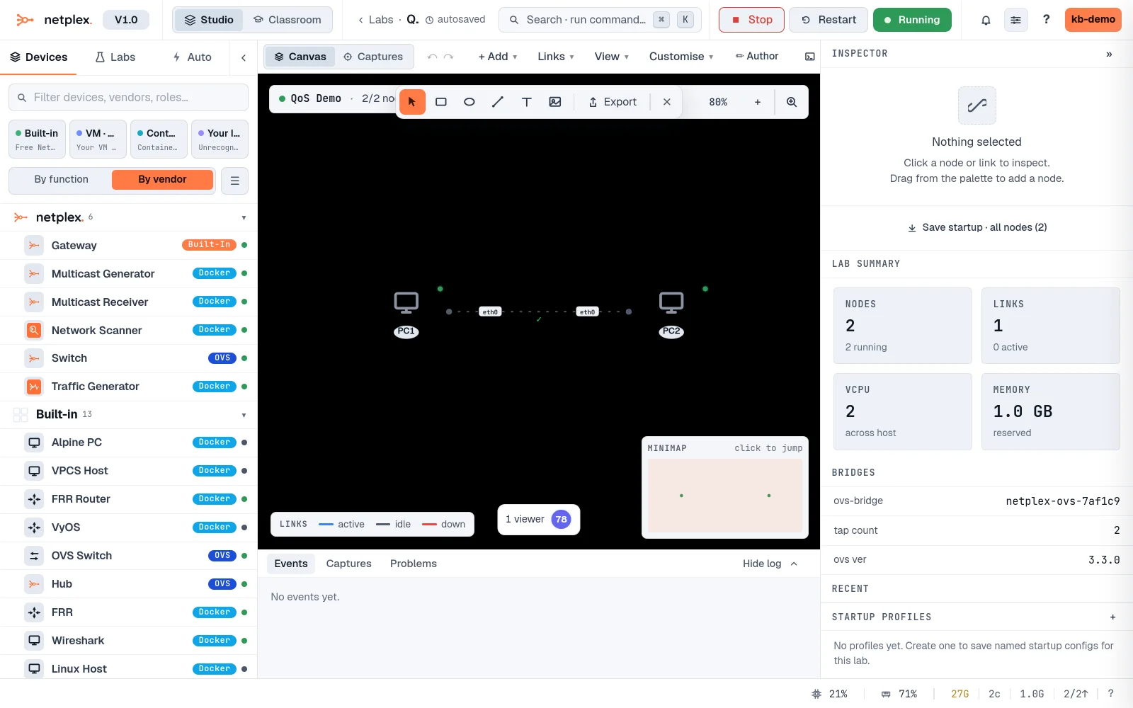 Step 1: Shape a link: delay, loss and bandwidth (QoS)