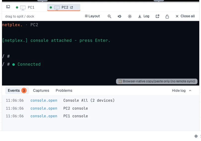 Step 2: Console splits and broadcast typing