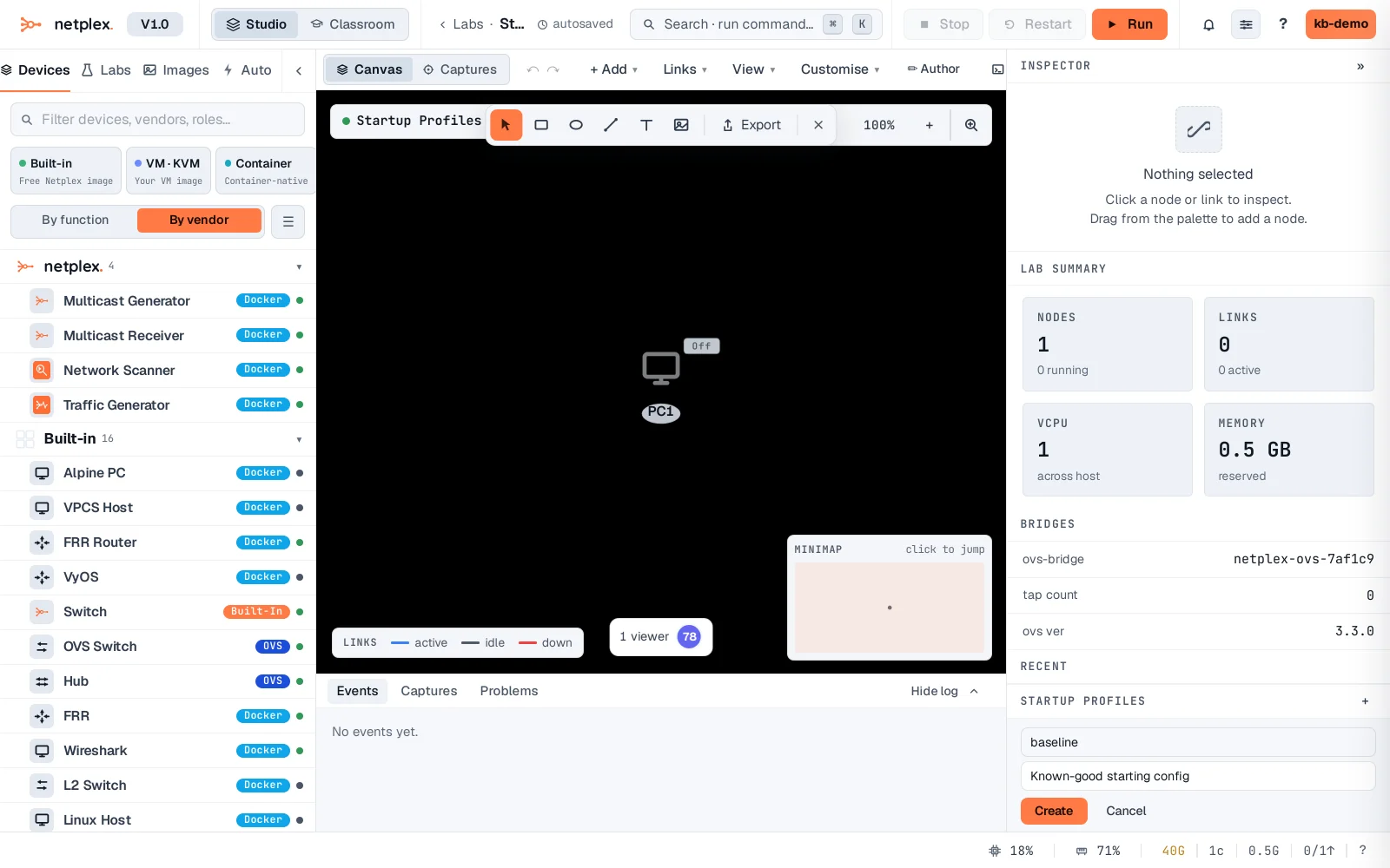 Step 1: Startup profiles: swap every node's config in one click