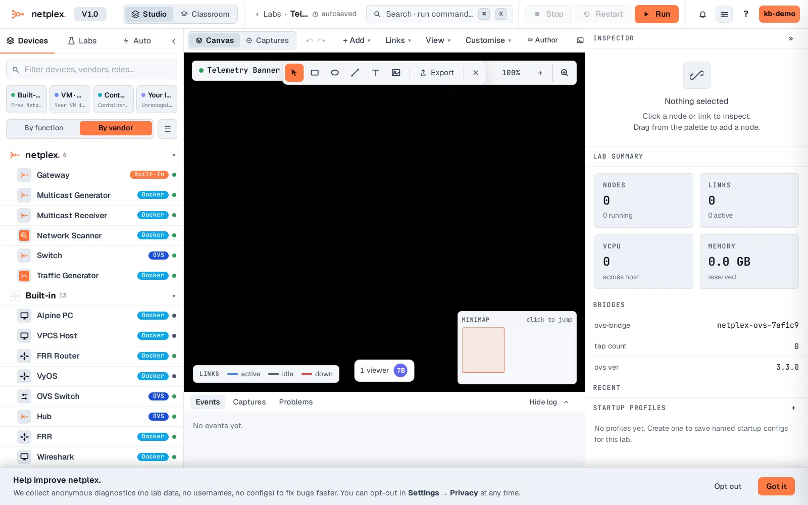 Step 1: The one-time diagnostics banner